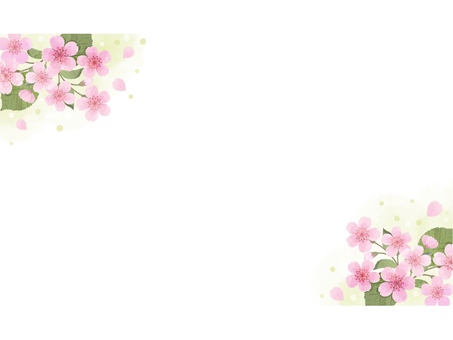 桜の水玉の緑色フレーム(文字なし) 桜の水玉の緑色フレーム(文字なし) フレーム,花,お花,葉っぱ,葉,植物,デザイン,枠,飾り枠,飾りのイラスト素材