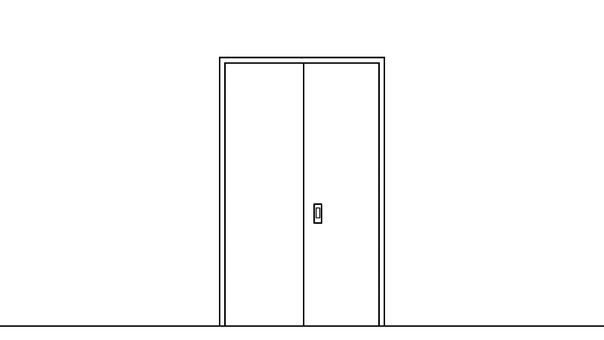 扉(線画)3_3 扉,引き戸,片開き,線画,少し開く,入口,出口,シンプルのイラスト素材