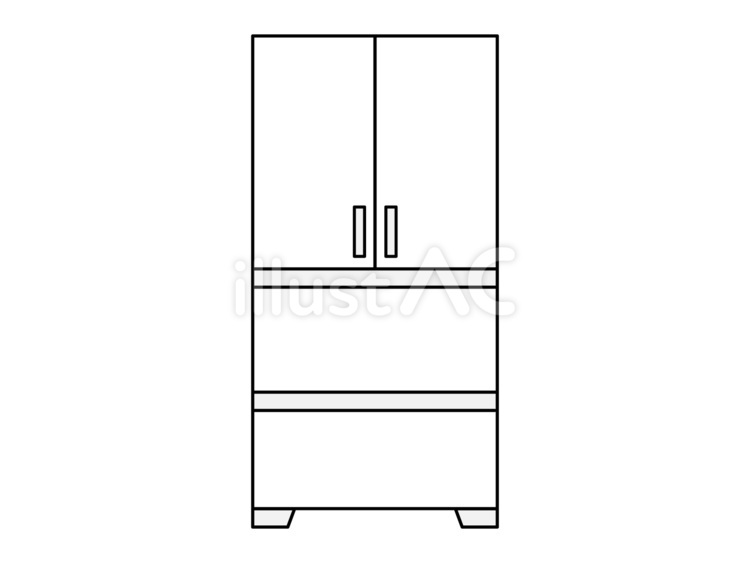 白の冷蔵庫の線画 冷蔵庫,家電,生活のイラスト素材