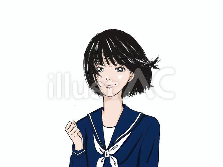 「がんばるぞ」の女子高生 女性,高校生,受験のイラスト素材