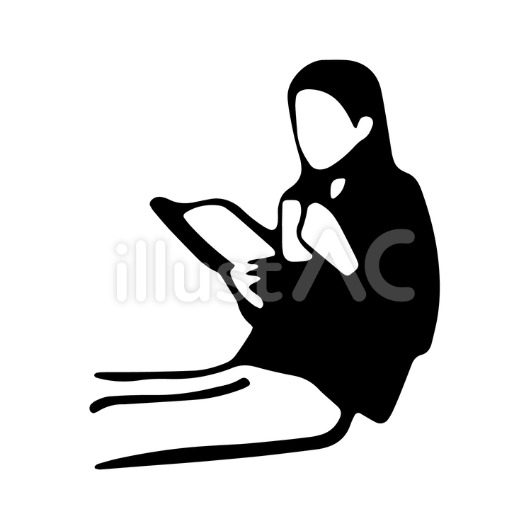 本を読みながらお茶を飲む モノクロ,シルエット,人物のイラスト素材