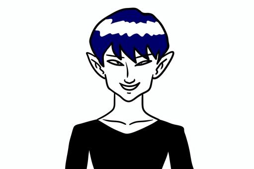 恐怖のツリ目Vネック男 怖い,ホラー,人間,ツリ目,vネック,黒,モノクロ,マッシュのイラスト素材