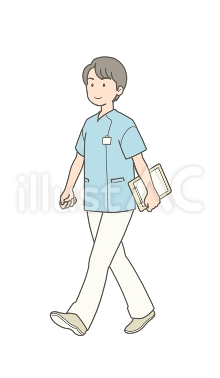 看護師　男性　歩く 男性,ナースマン,歩くのイラスト素材