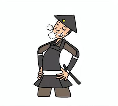 自慢げな戦国時代の足軽 足軽,侍,武士,鎧武者,戦士,兵士,日本,和風,歴史,日本史のイラスト素材