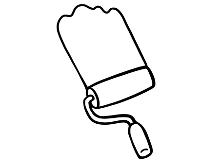 ペイントローラーで塗る 線画 ペイントローラーで塗る 線画 ペイントローラー,ペイント,ローラー,ミニ,コロコロ,転がす,持ち手,持つ,小型,ペンキのイラスト素材