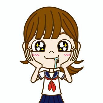 I look like I ate ① / Schoolgirl / Summer clothes, JPG and PNG I look like I ate ① / Schoolgirl / Summer clothes, fasting, yodare, glitter, JPG and PNG