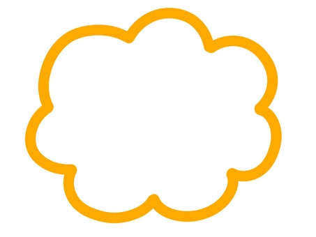 吹き出し　雲型　黄　線画 吹き出し,雲,雲型,黄,シンプル,フレーム,気持ち,セリフ,メッセージ,言葉のイラスト素材