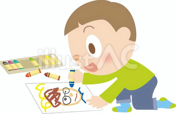 お絵かき男の子 お絵かき,男の子,クレヨンのイラスト素材