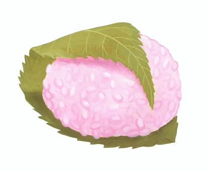 桜もち - 1 桜もち,サクラモチ,桜,葉っぱ,餅菓子,桜餅,和菓子,ひな祭り,食べ物,食品のイラスト素材