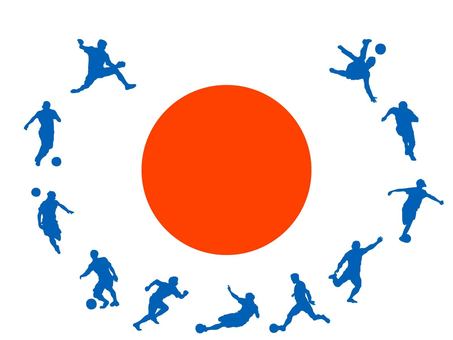 Japanese flag and soccer player, , JPG, PNG and AI