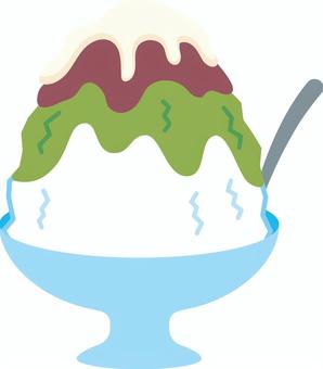 小倉抹茶かき氷　練乳がけ ミルク,練乳,抹茶かき氷,抹茶,抹茶シロップ,小倉,あんこ,和風,和スイーツ,和デザートのイラスト素材