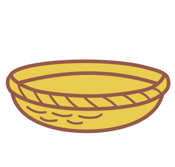 みかんカゴ かご,楕円,線画,台所用品,茶色のイラスト素材