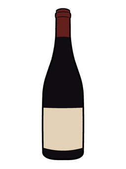 手書き_ワインボトル_01 ワインボトル,ワイン,赤ワイン,ロゼワイン,シャンパン,ソムリエ,ブドウ,香り,熟成,乾杯のイラスト素材