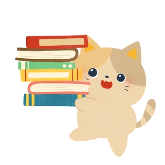本を持つ猫 本,猫,積み重ね,持つ,読書の秋,動物,秋,絵本,可愛い,ゆるいのイラスト素材