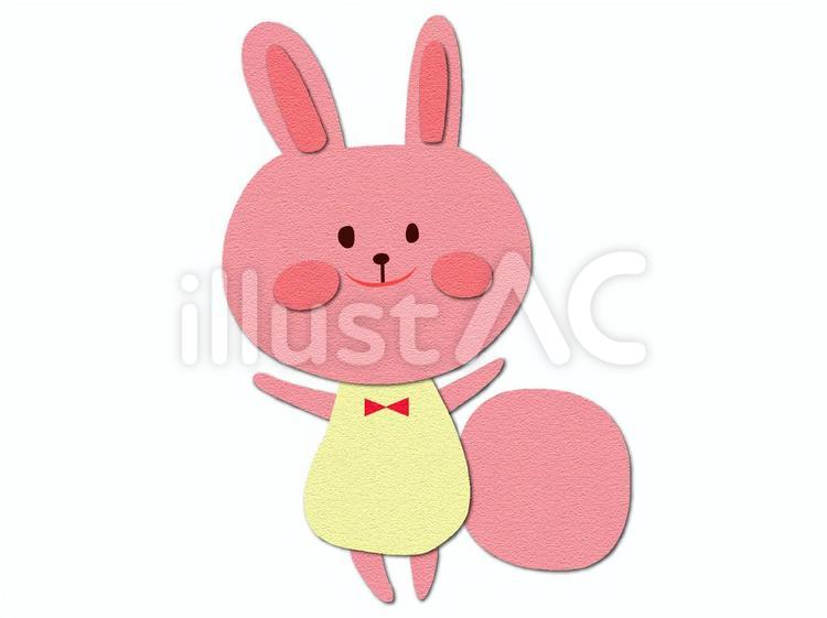 うさぎver03 フェルト風,フエルト,貼り絵風のイラスト素材