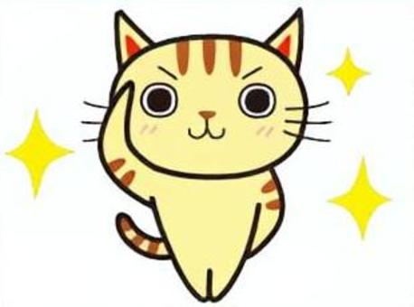 了解猫 ねこ,動物,かわいい,シンプル,正面,イラスト,ワンポイント,カット,挿し絵,了解のイラスト素材