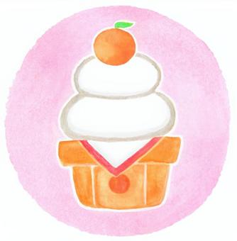 Watercolor Kagami Mochi 2, , JPG and PNG