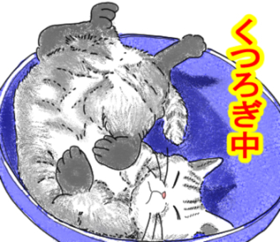 くつろぎ中 猫,くつろぎ,アンモニャイト,仰向け,白黒のイラスト素材