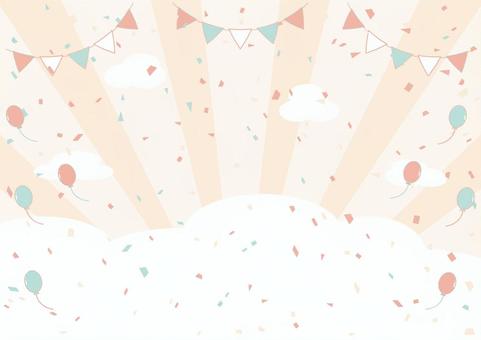 Pastel sky and decoration, confetti, pink, balloon, JPG and EPS