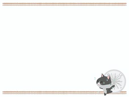 忙しい_猫 忙しい,猫,はちわれ,動物,かわいい,時間,遅刻,フレームのイラスト素材