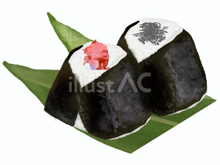鮭と塩昆布のおにぎり（皿なし） 鮭,しゃけ,塩昆布のイラスト素材