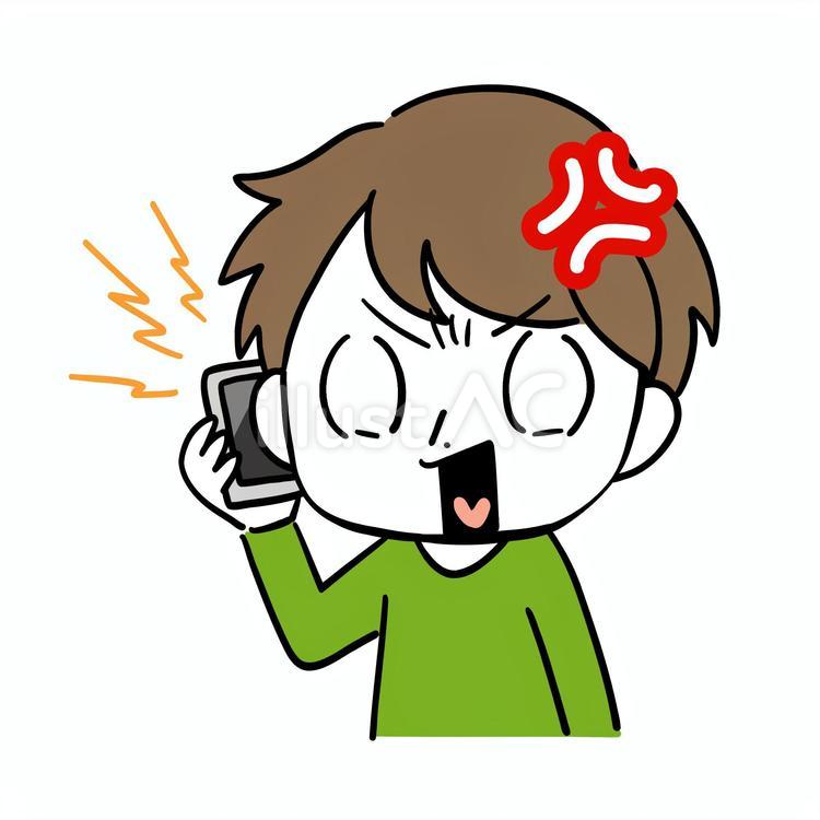 怒っている男性　電話 電話,スマホ,携帯のイラスト素材