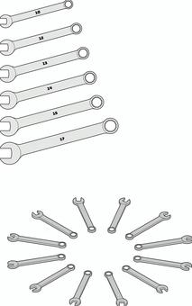 工業パーツ(スパナ・レンチ) 工業パーツ(スパナ・レンチ) スパナ,レンチ,コンビネーションレンチ,フレアナットレンチ,工具のイラスト素材