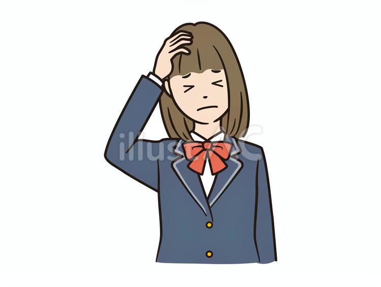 頭を抱える女子学生-B 学生,女子高生,女子学生のイラスト素材