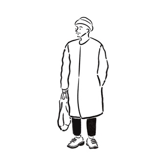 人物イラスト 人物,手描き,手書きイラスト,モノクロ,シンプルのイラスト素材