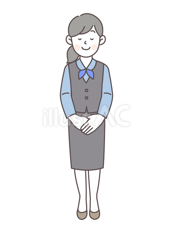 お辞儀をする制服姿の女性会社員_全身 女性,人物,かわいいのイラスト素材