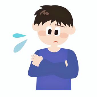 考える(困る)_若者の男性 考える,思考,困る,疑問,感情,汗,ポーズ,若者,男性,男のイラスト素材