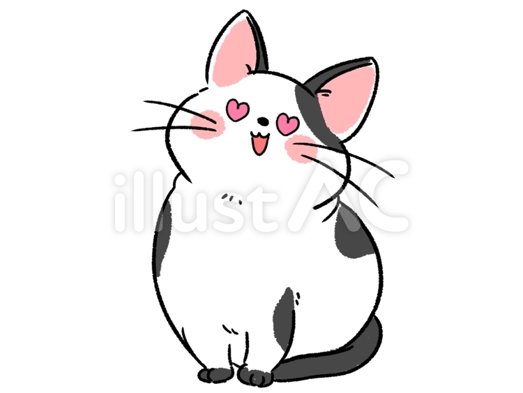 ゆるかわ猫のハート目 ゆるかわ,ほんわか,かわいいのイラスト素材