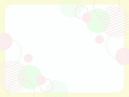 パステルなメンフィスフレーム 黄色 背景,メンフィス,ポップ,かわいい,パステル,黄色,ピンク,黄緑,円,フレームのイラスト素材