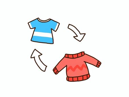 衣替え 衣替え 衣替え,洋服,季節,入れ替え,夏服,冬服,春服,秋服,矢印,長袖のイラスト素材