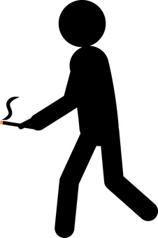 歩きタバコ　 歩きタバコ,喫煙,煙,マナー,危険,歩行者,人物,ピクトのイラスト素材