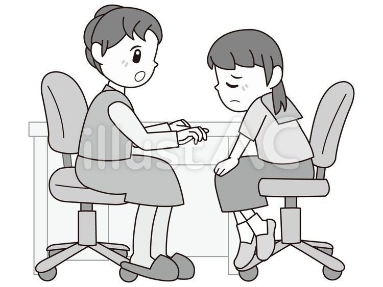 学校生活Bモノクロ 学校,いじめ,相談のイラスト素材