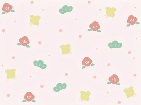 正月パターン背景_椿 ピンク 正月,年末,年始,1月,和柄,パターン,背景,壁紙,椿,松のイラスト素材