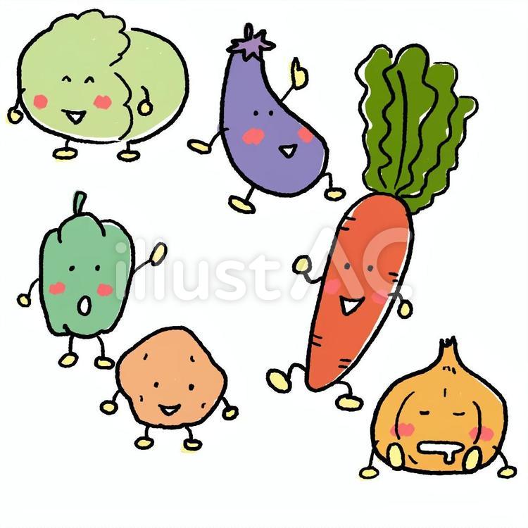 野菜のそれぞれ 野菜,なす,キャベツのイラスト素材
