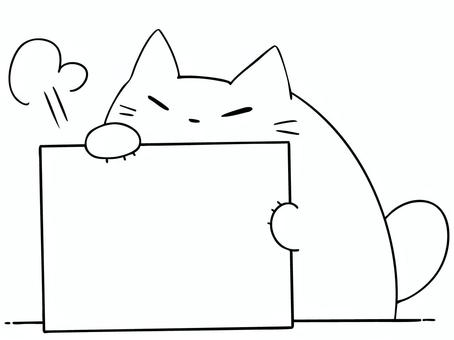 フリップで回答 ねこ ねこ,白猫,フリップ,ボード,メモ,回答,重要,ポイント,主線あり,イメージのイラスト素材