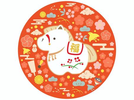 2026年お正月に使えるイラスト背景　2 午年,午,2026,2026年,馬,馬年,年賀状,お正月,１月,冬のイラスト素材