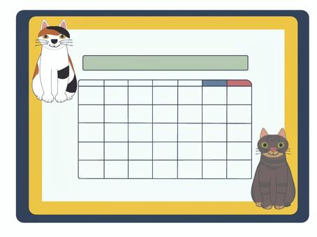 三毛猫とキジトラ猫のカレンダー カレンダー,卓上カレンダー,予定,スケジュール,日程,予定表,スケジュール管理,時間管理,生活,暮らしのイラスト素材