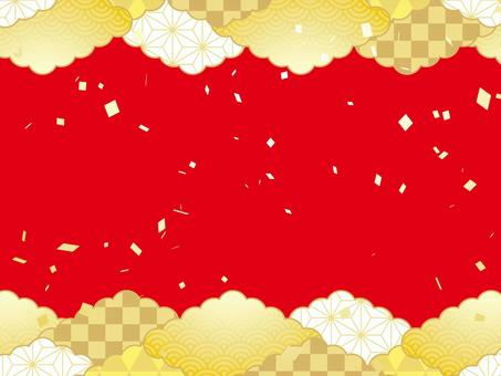 正月和風和柄年賀状 年賀状,和柄,和風,正月,可愛い,美しい,ベクター,紙吹雪,パーティー,お祝いのイラスト素材