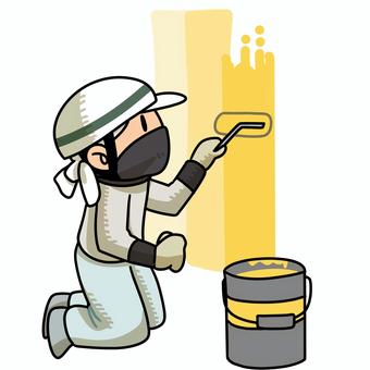 塗装作業　男性作業員 男性,作業員,塗装,ペンキ,工事,職人,ヘルメット,仕事のイラスト素材