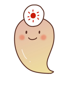 太陽のお面をつけた、かわいい たましい 魂,お面,太陽,ほほえみ,浮遊のイラスト素材