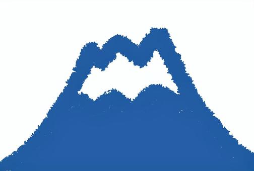手描きの富士山（青）