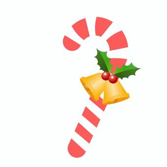 クリスマス　スティックキャンディ クリスマス,冬,12月,杖,ステッキ,スティック,ベル,ヒイラギ,キャンディ,お菓子のイラスト素材