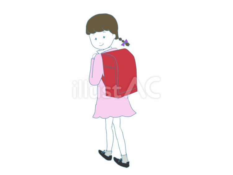 入学式　小学生　女子 女子,入学式,ランドセルのイラスト素材