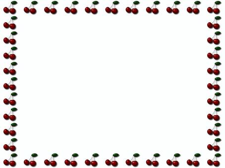 サクランボのフレ−ム サクランボ,さくらんぼ,フレ−ム,ポストカード,メッセージカード,飾り枠,あしらい,シンプル,シック,影のイラスト素材