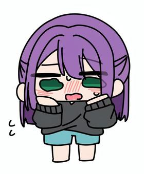 照れてる女の子 照れる,女の子,赤面,ハーフアップ,恥ずかしいのイラスト素材