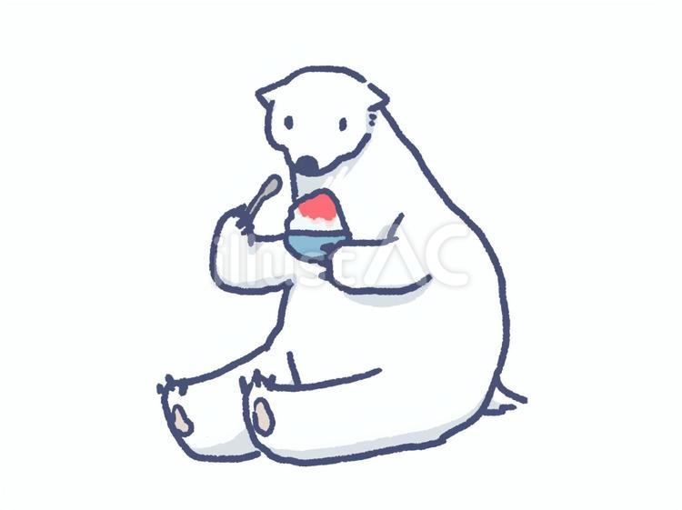 かき氷を食べるしろくま しろくま,かき氷,冷たいのイラスト素材